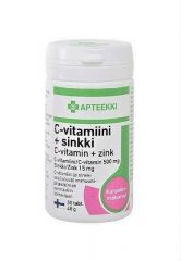 Apteekki C-vitamiini + Sinkki imeskely/purutabletti 30 tabl